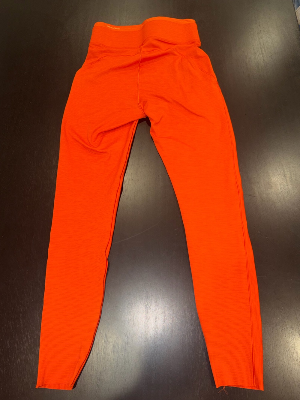 Outdoor Voices Kids Bright Orange Ribbed Leggings